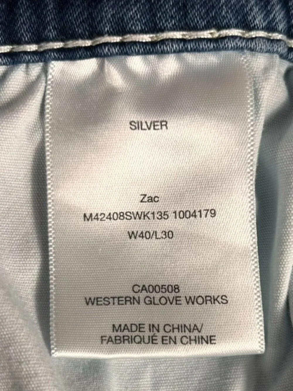 Silver Zac Jeans Mens Sz 40x30 Light Wash Blue Relaxed Fit Heavy Stitch